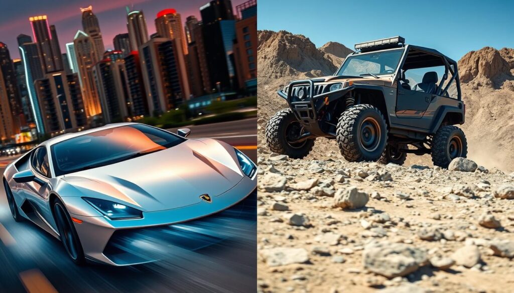 מכוניות ספורט מול מכוניות שטח מכוניות ספורט מול מכוניות שטח